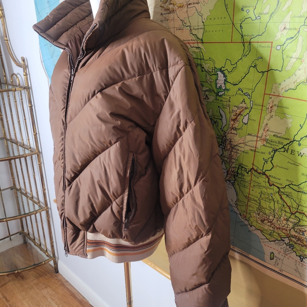 Vintage Mountain Product's 1970s brown down ski jacket coat Size XXL - Picture 2 of 8